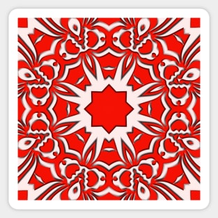 Bright Red Kaleidoscope Pattern (Seamless) 11 Sticker